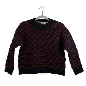 J. Lindeberg NWOT Marine Tech Crochet Sweater Medium Red Black Striped Preppy